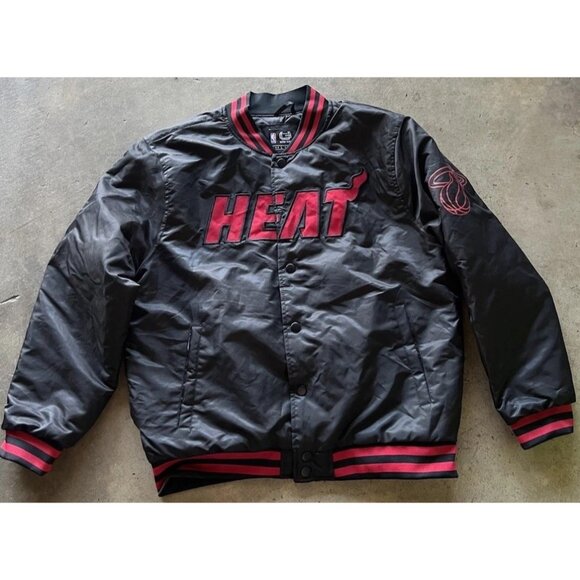 Vintage NBA Miami Heat Ultra Game Jacket Men’s Sz Large Bomber Jacket Black - Picture 10 of 16